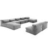 GARTENSOFA mit 7 Sitzplätzen, Grau - Grau, Textil - Oviala