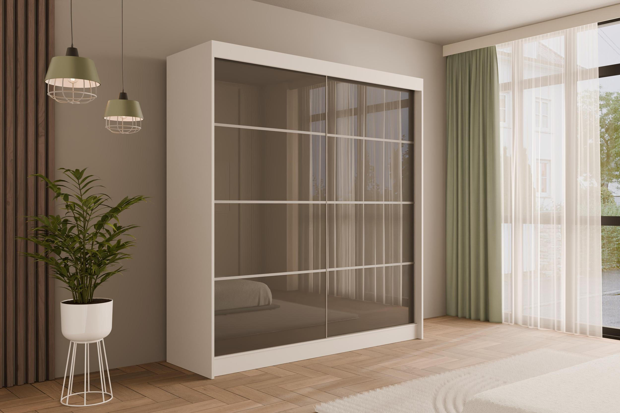 KLEIDERSCHRANK PEKA III - 200 cm - Weiß|Grau - Weiß/Grau, Holzwerkstoff (200/215/61cm) - ALTDECOR