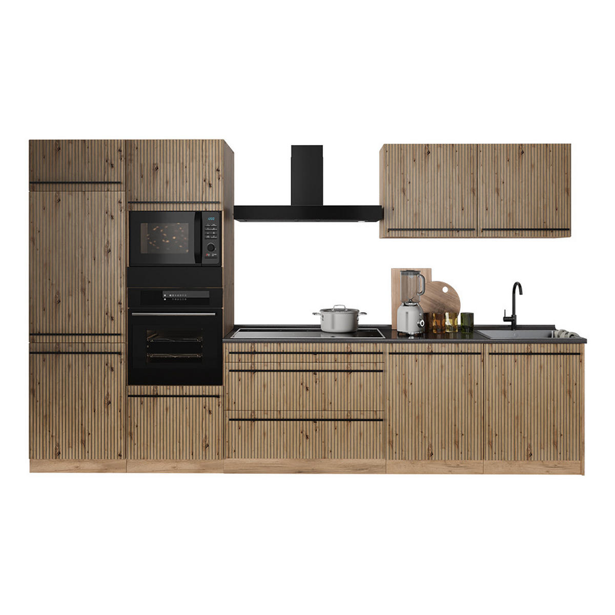 KUCHYŇSKÝ KOUT R-Line, Řemeslný dub/Zlatý mocný dub, 340 cm pracovná doska Dub Goldkraft - medově dubová/dub artisan, kompozitní dřevo (340/206.8/60cm) - Vicco