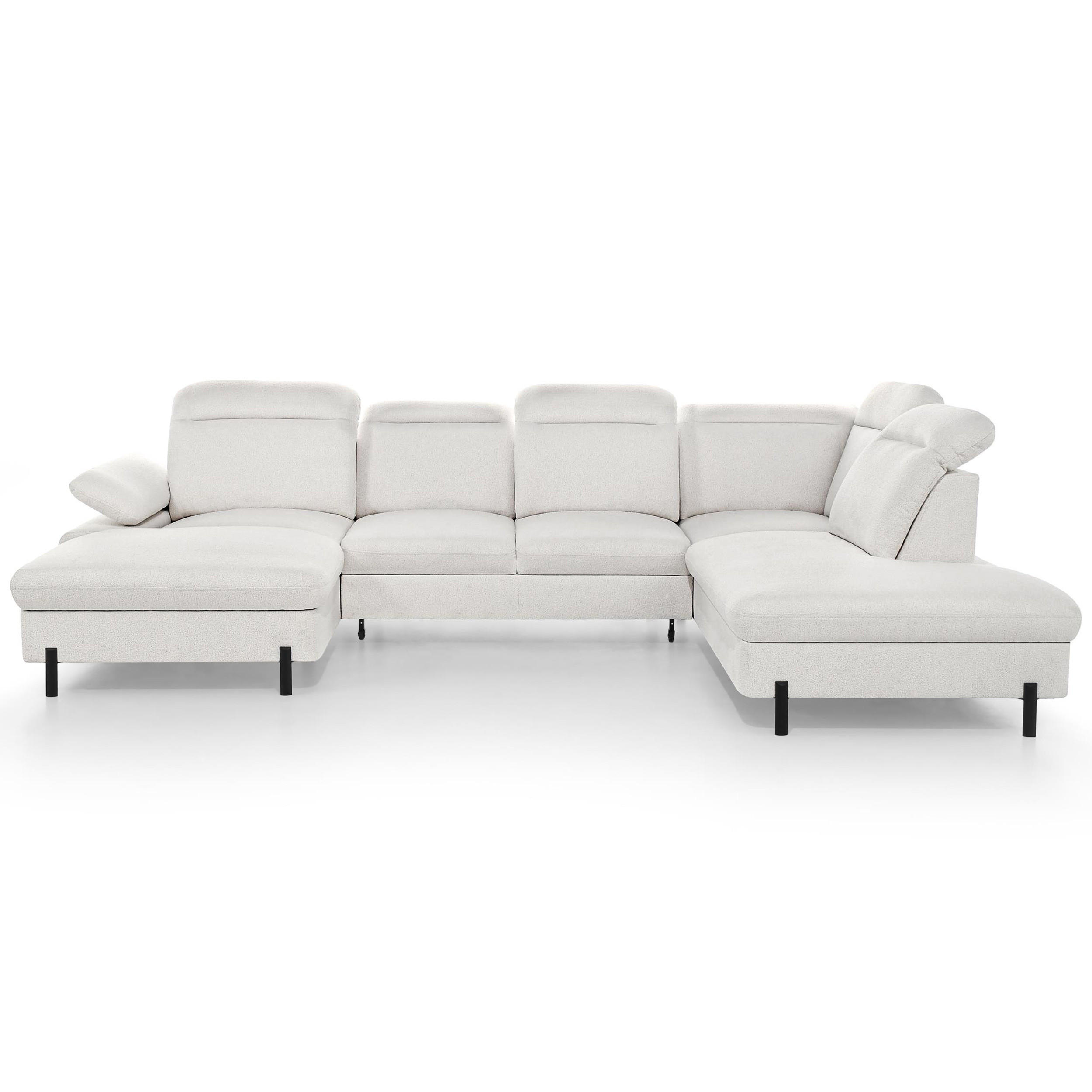 Beautysofa SEDACÍ SOUPRAVA Sora U s funkcí spaní, nastavitelnou hloubkou sedu, opěrkami hlavy a područkou, 365 cm, světle béžová, levá