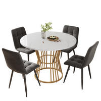 ESSGRUPPE DE-39142 runder 100 cm Tisch mit 4 Stühlen Dunkelgrau - Dunkelgrau, Holzwerkstoff (100/75/100cm) - ComfortXL