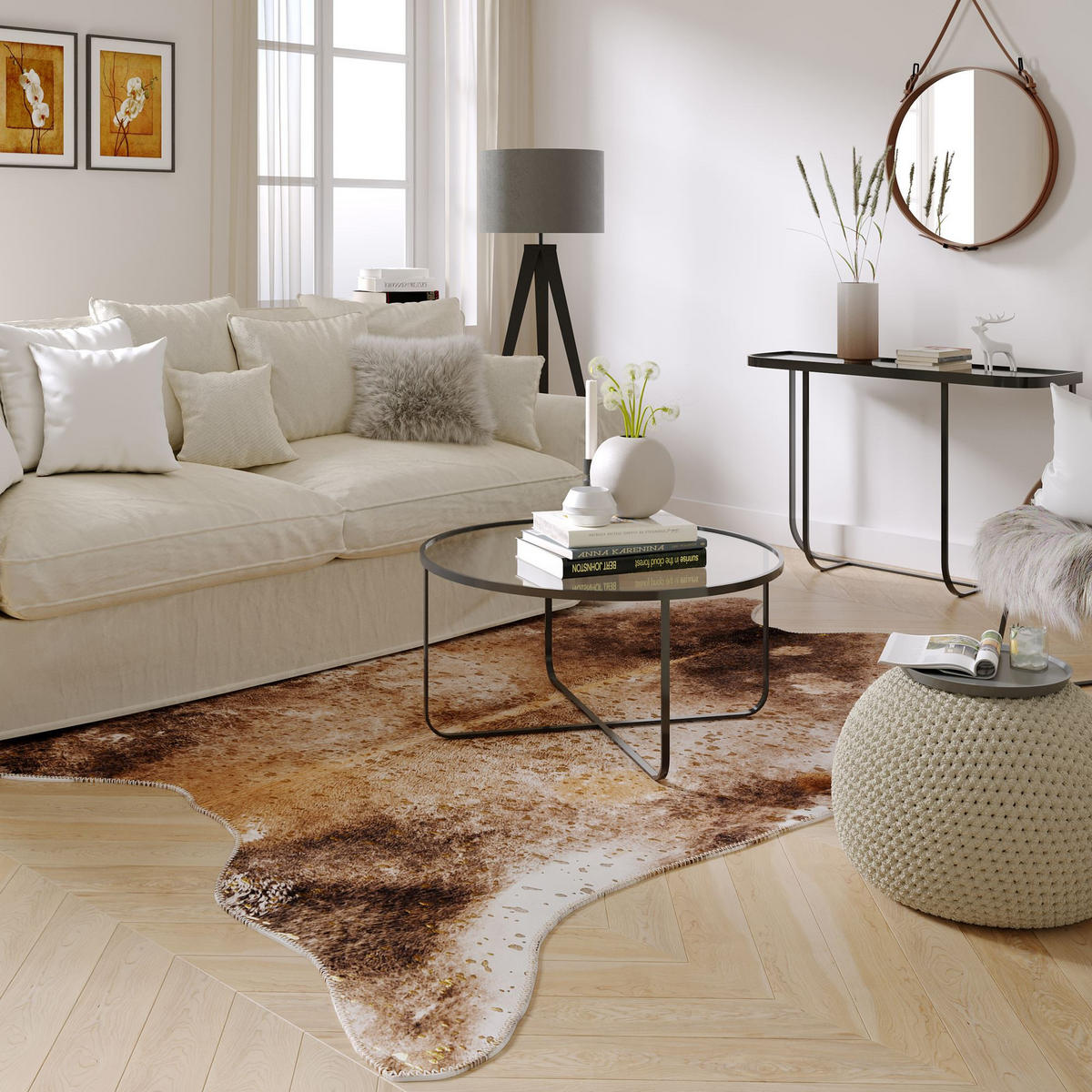 KUNSTFELL-TEPPICH Emilia 100x130 cm - Braun, Textil (100/130cm) - Gino Falcone