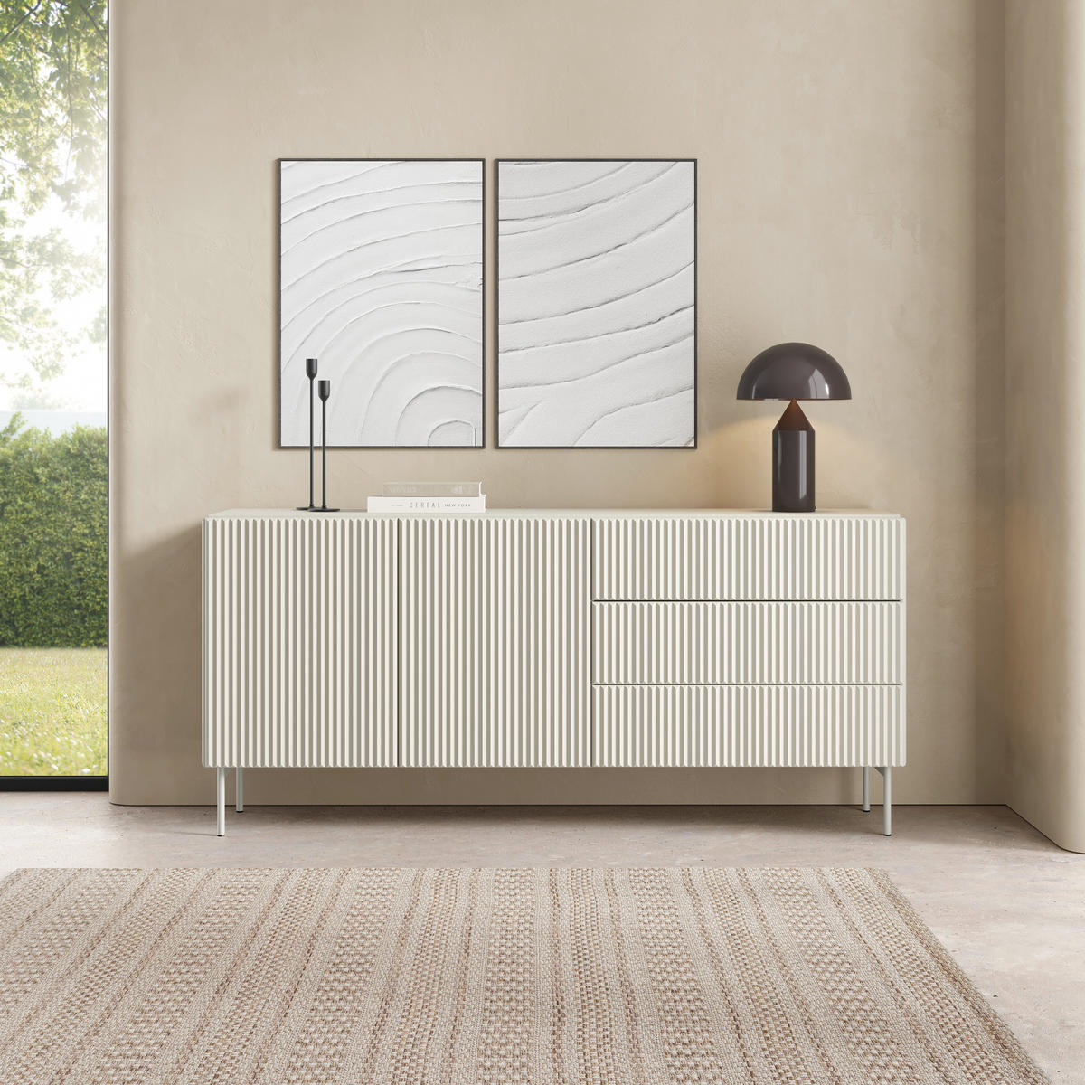 SIDEBOARD TRATTO 177/81,2/39,8cm mit 3 Schubladen 2 Türen Kaschmir - Kaschmir, Holzwerkstoff (177/81.2/39.8cm) - MASSENO