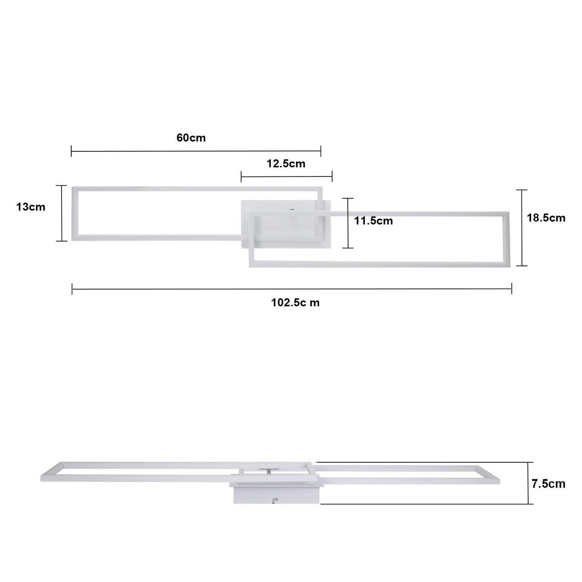 LED-DECKENLEUCHTE Ludwigslust 102.5/18.5/7.5 cm - Weiß, Metall (102.5/18.5/7.5cm) - Nettlife