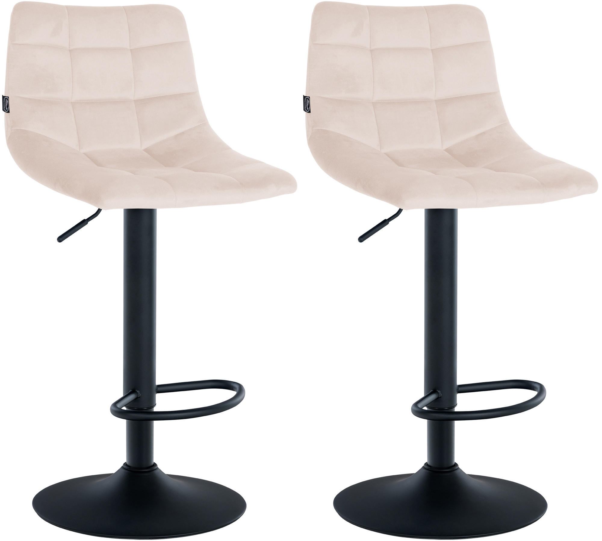 BARHOCKER 2er Set Samt beige - Beige/Schwarz, Textil/Metall (43/87/46.5cm) - CLP