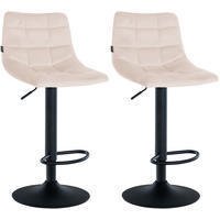 BARHOCKER 2er Set Samt beige - Beige/Schwarz, Textil/Metall (43/87/46.5cm) - CLP