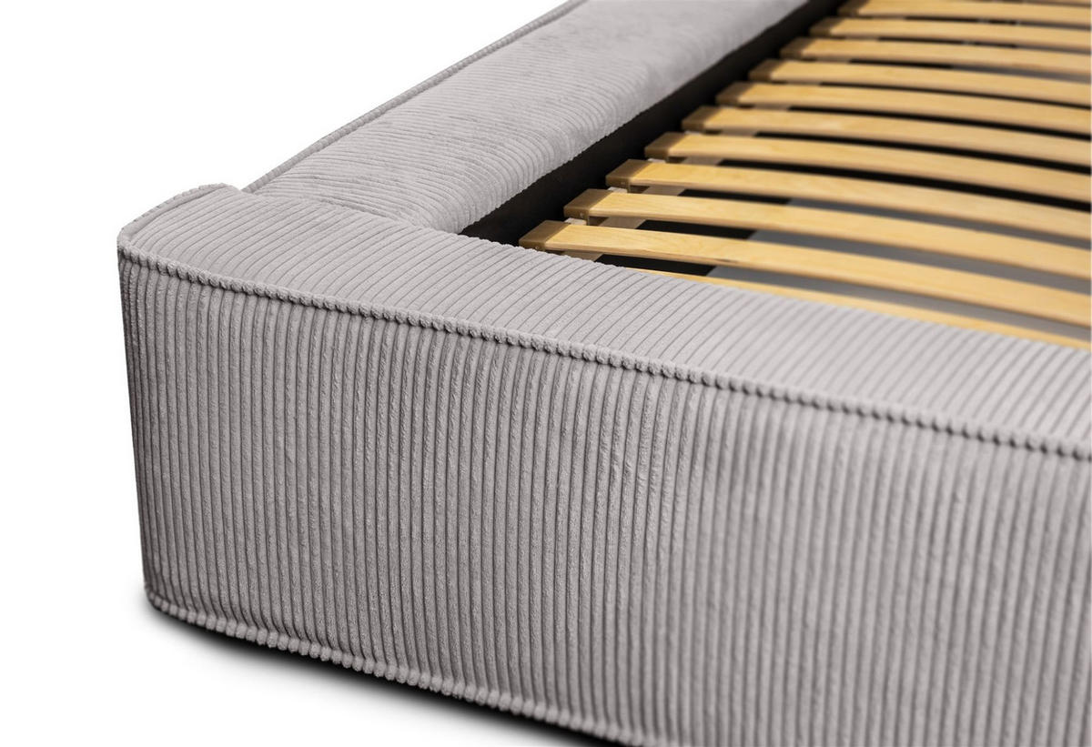 POLSTERBETT Modesto Stoff Lincoln - Grau, Holzwerkstoff/Textil (140/200cm) - Fun Möbel