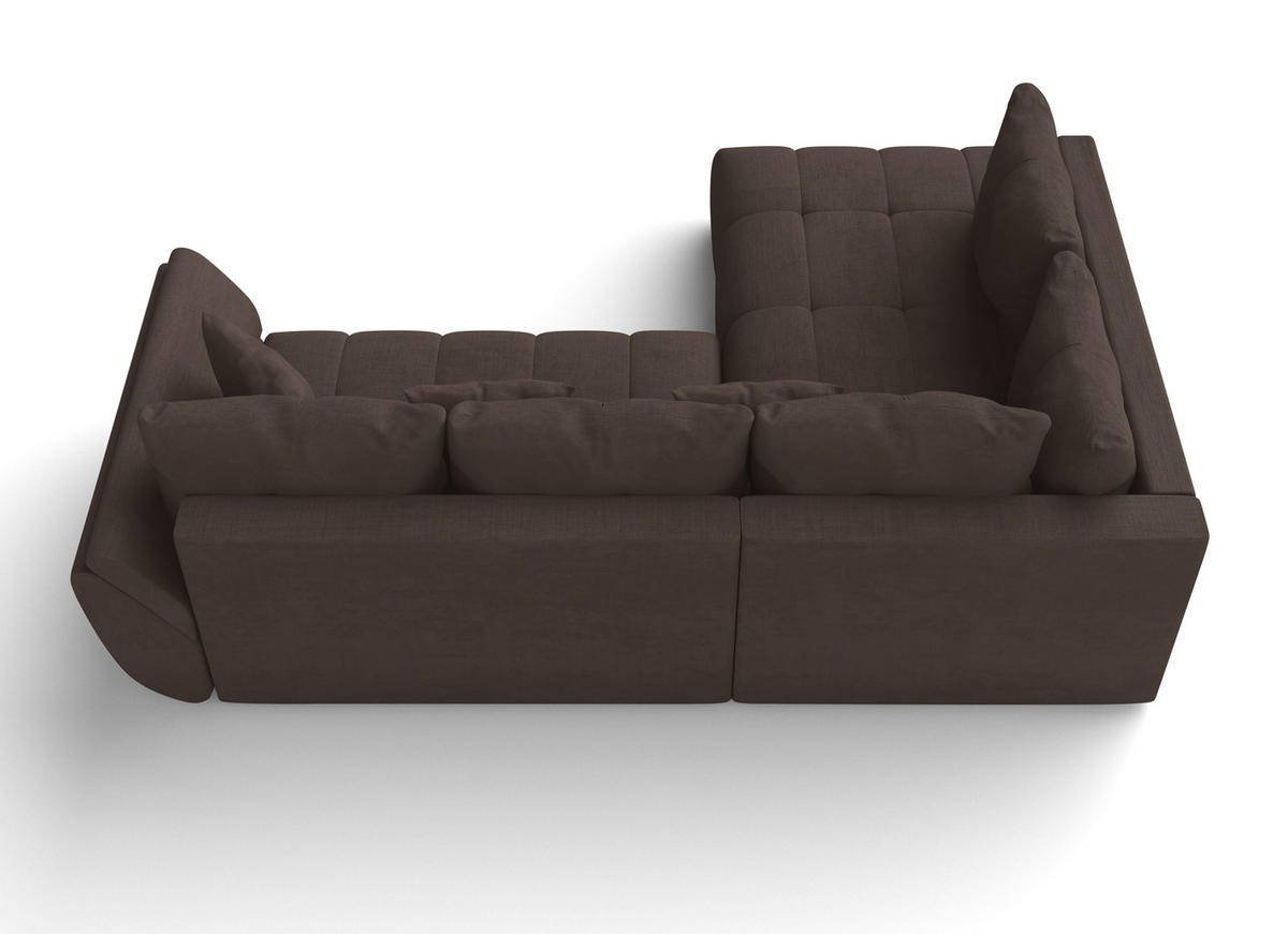 ECKSOFA L Form Corleone Braun 266/182/91 cm mit Schlaffunktion - Schwarz/Braun, Kunststoff/Textil (266/182cm) - AX Living