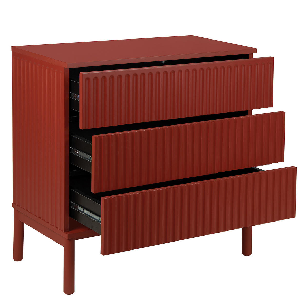 KOMMODE - Teilmassivholz - Rot, Holz/Holzwerkstoff (80/80/40cm) - home24