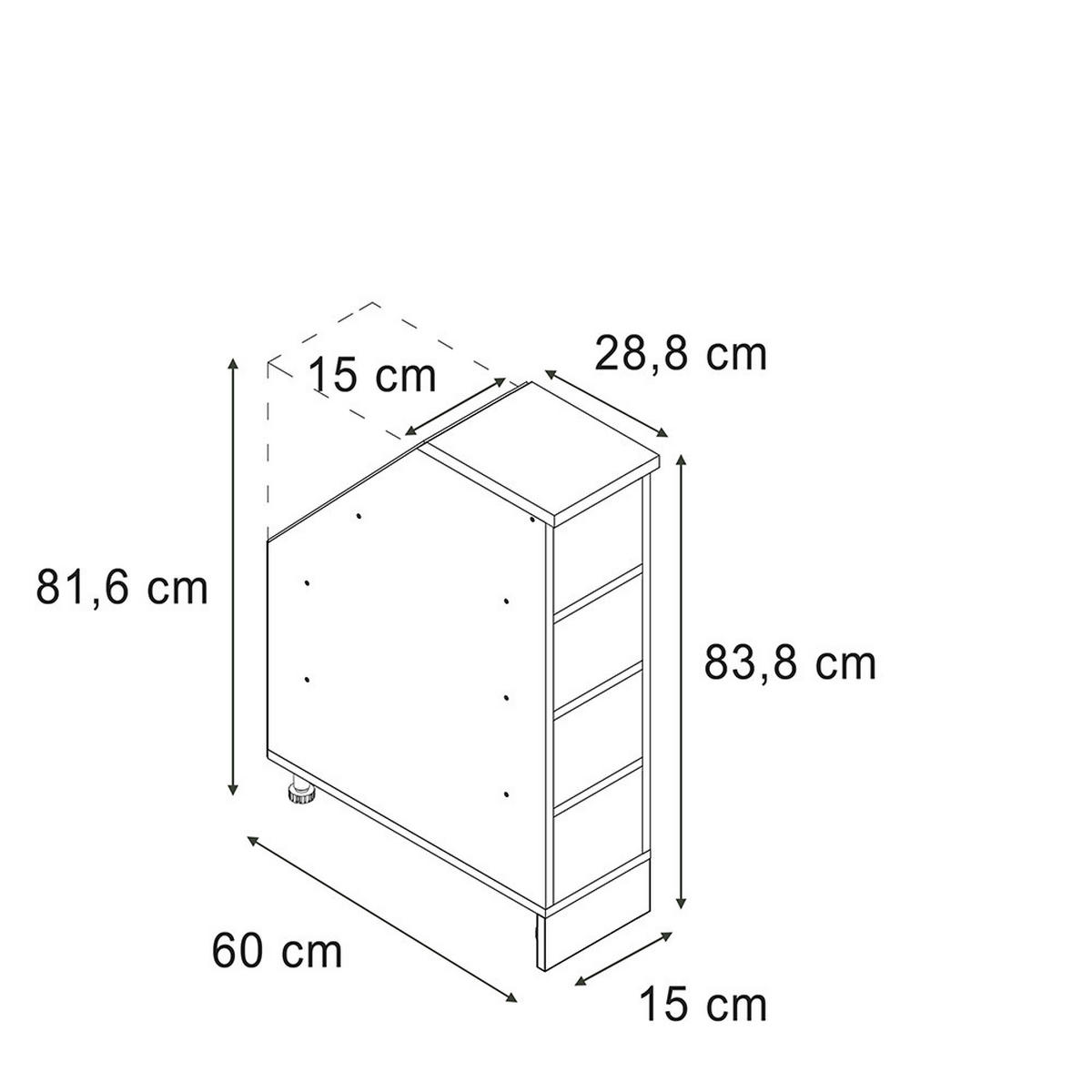 SKRIŇA POD ŠIKMÚ STRECHU Rion biely 15 x 81.8 cm s 4 priehradkami, korpus skrine hĺbka 60 cm - biela, kompozitné drevo (15/83.8/60cm) - Vicco