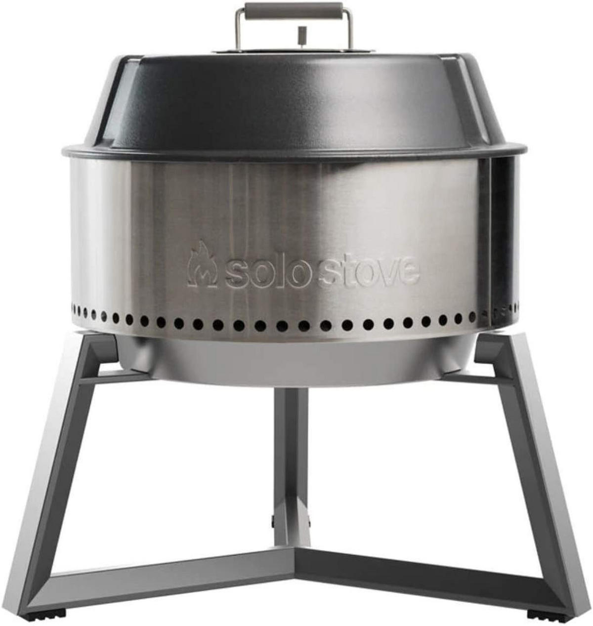 HOLZKOHLEGRILL Edelstahl mit Standfuß Ø 55,9 cm tragbar - Silberfarben, Metall (55.9/74.7/55.9cm) - Solo Stove