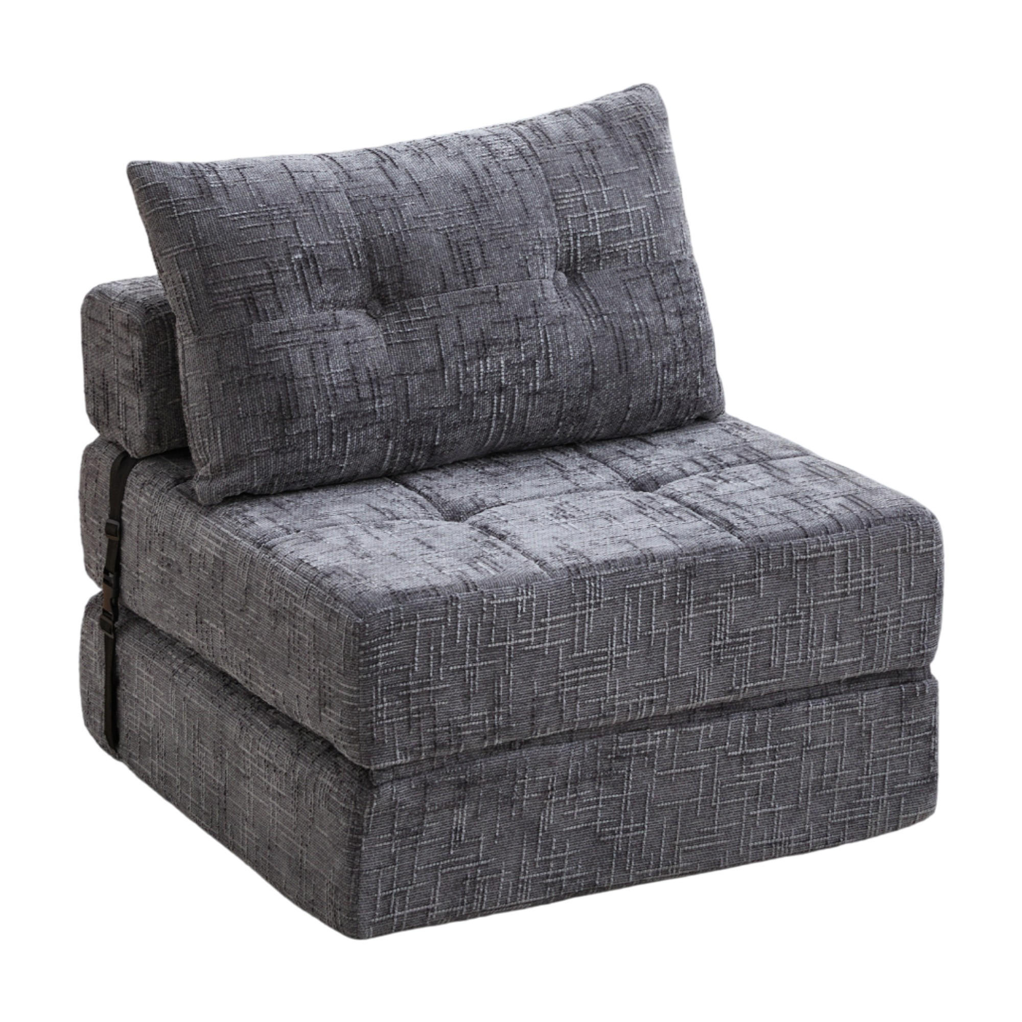 SCHLAFSESSEL klappbar Chenille Gray mit Kissen - Grau, Kunststoff (79/57/79cm) - Beauniv