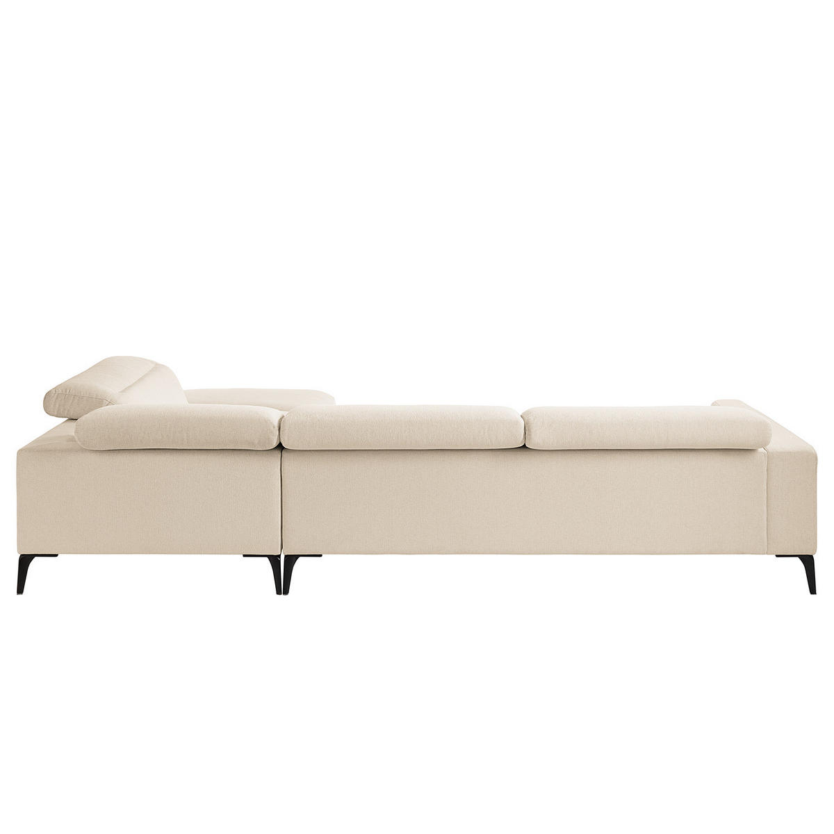 ECKSOFA mit Ottomane - Beige/Schwarz, Textil/Metall (325/238cm) - home24