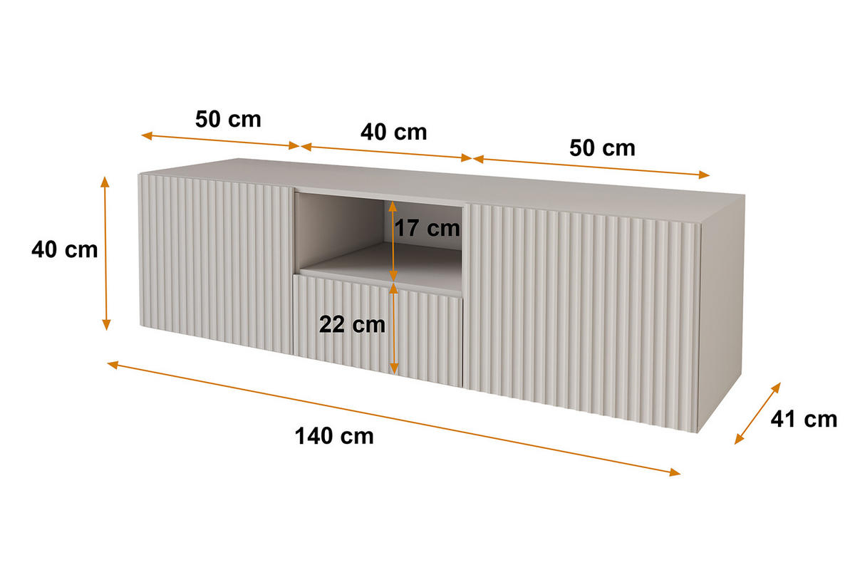 LOWBOARD NOA-2-W 140x40x41 cm - Kaschmir - Kaschmir, Holzwerkstoff (140/40/41cm) - ALTDECOR