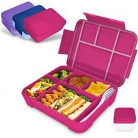 BROTDOSE Kinder mit 5 Fächern 1300ml Auslaufsicher Rosa - Pink, Kunststoff (17/4.8/23cm)