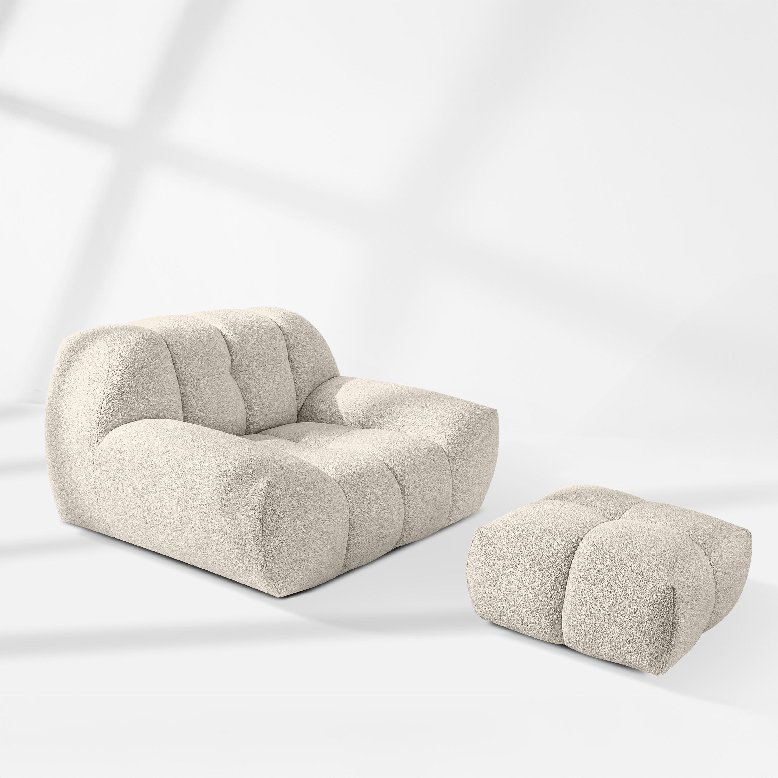 Thumbnail - Konsimo® Sitzgarnitur, Weiß, Holz, Textil, 65x38x65 cm, Wohnzimmer, Sofas & Couches, Sitzgarnituren