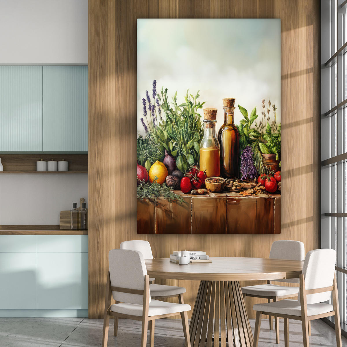 SLIKA NA PLATNU Tihožitje 90x140 cm - zelena, tekstil (90/140cm) - MuchoWow