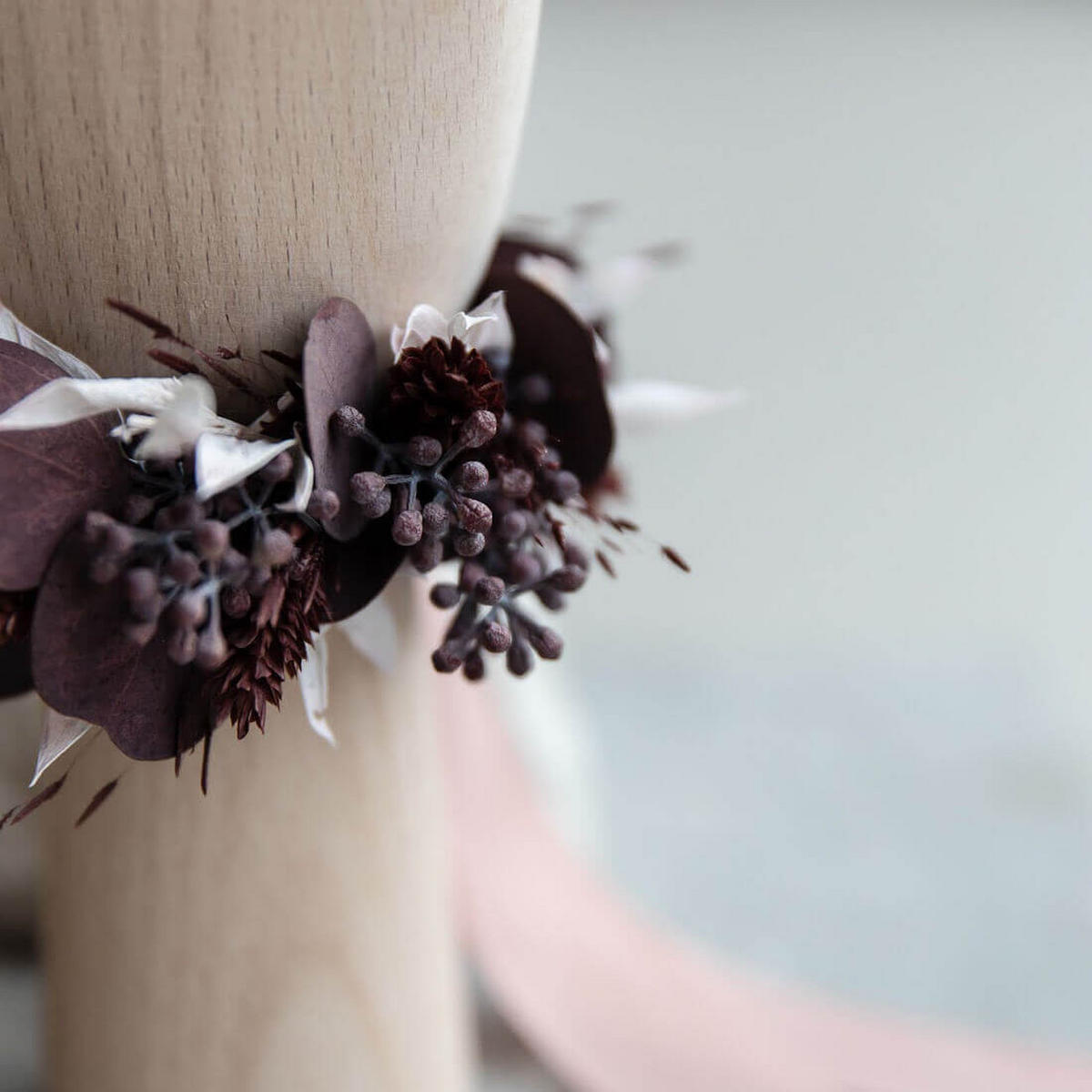 ARMBAND Trockenblumen Eukalyptus bordeaux winterlich - bordeaux - Bordeaux, Naturmaterialien (15cm) - Lykke & You