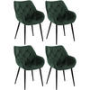 ARMLEHNENSTUHL 4er Set Samt Grün - Schwarz/Grün, Textil/Metall (58/83/62cm) - CLP