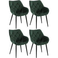 ARMLEHNENSTUHL 4er Set Samt Grün - Schwarz/Grün, Textil/Metall (58/83/62cm) - CLP