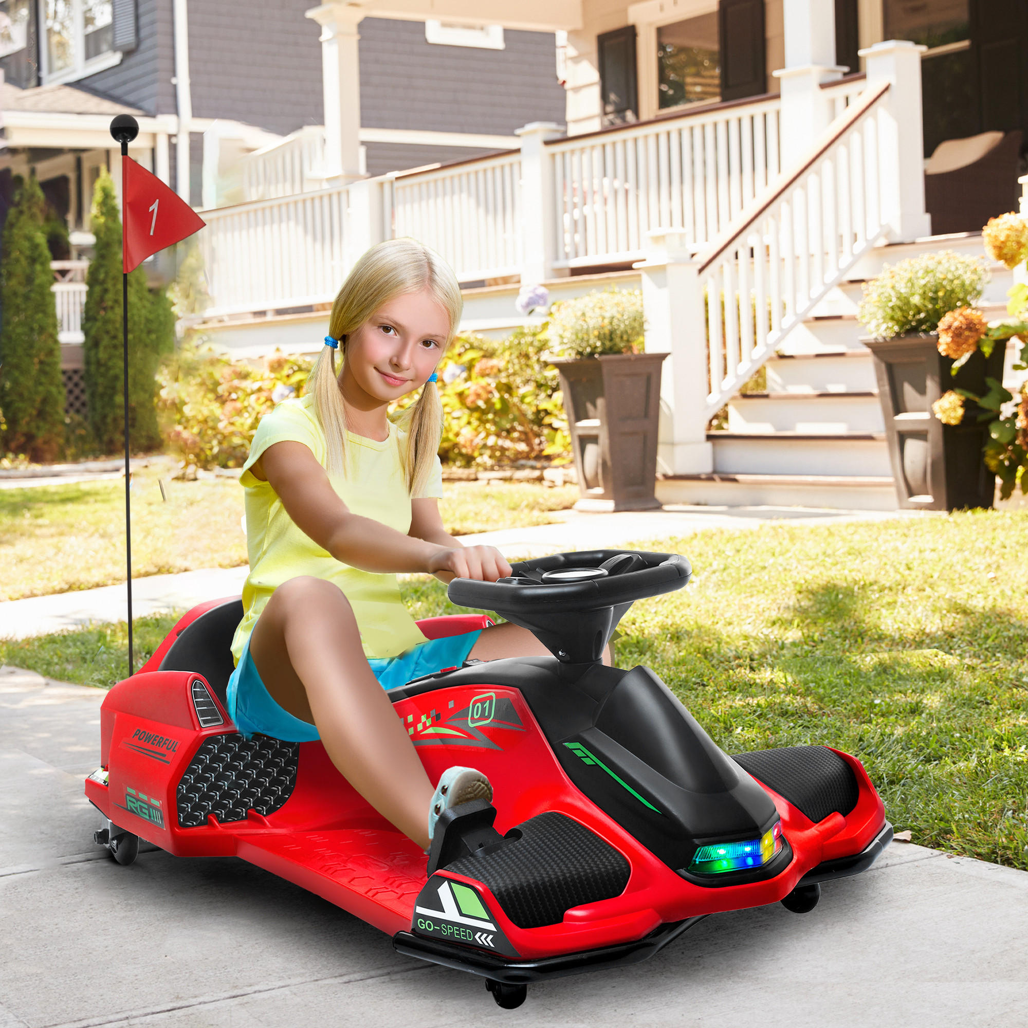 KINDER ELEKTRO GOKART, Rot, Kunststoff, Metall - Rot, Kunststoff (90/53/99cm) - HOMCOM