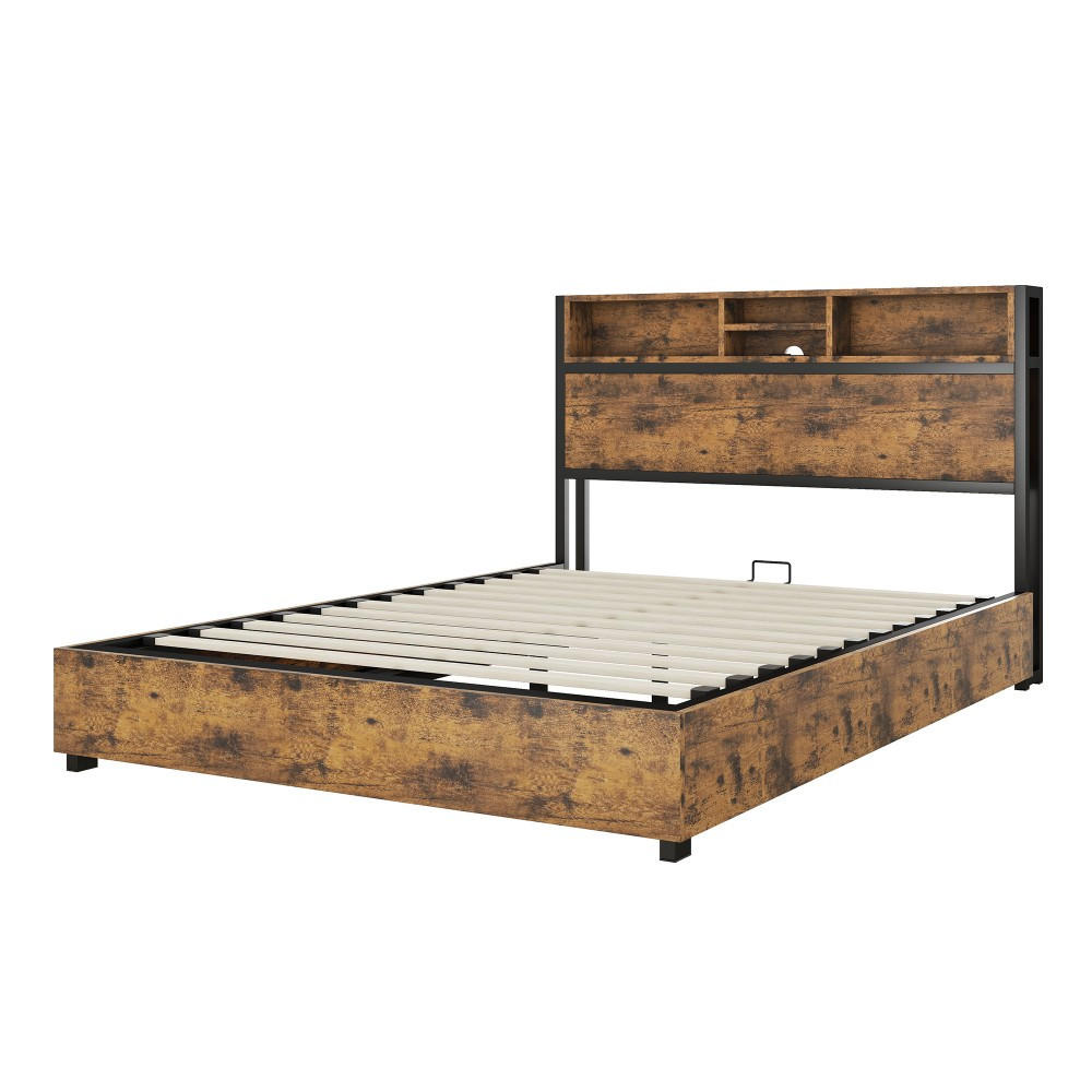 TEENAGERBETT 140x200cm mit LED-Umgebungsbeleuchtung in braun - Braun, Holz (140/200cm) - KOMHTOM