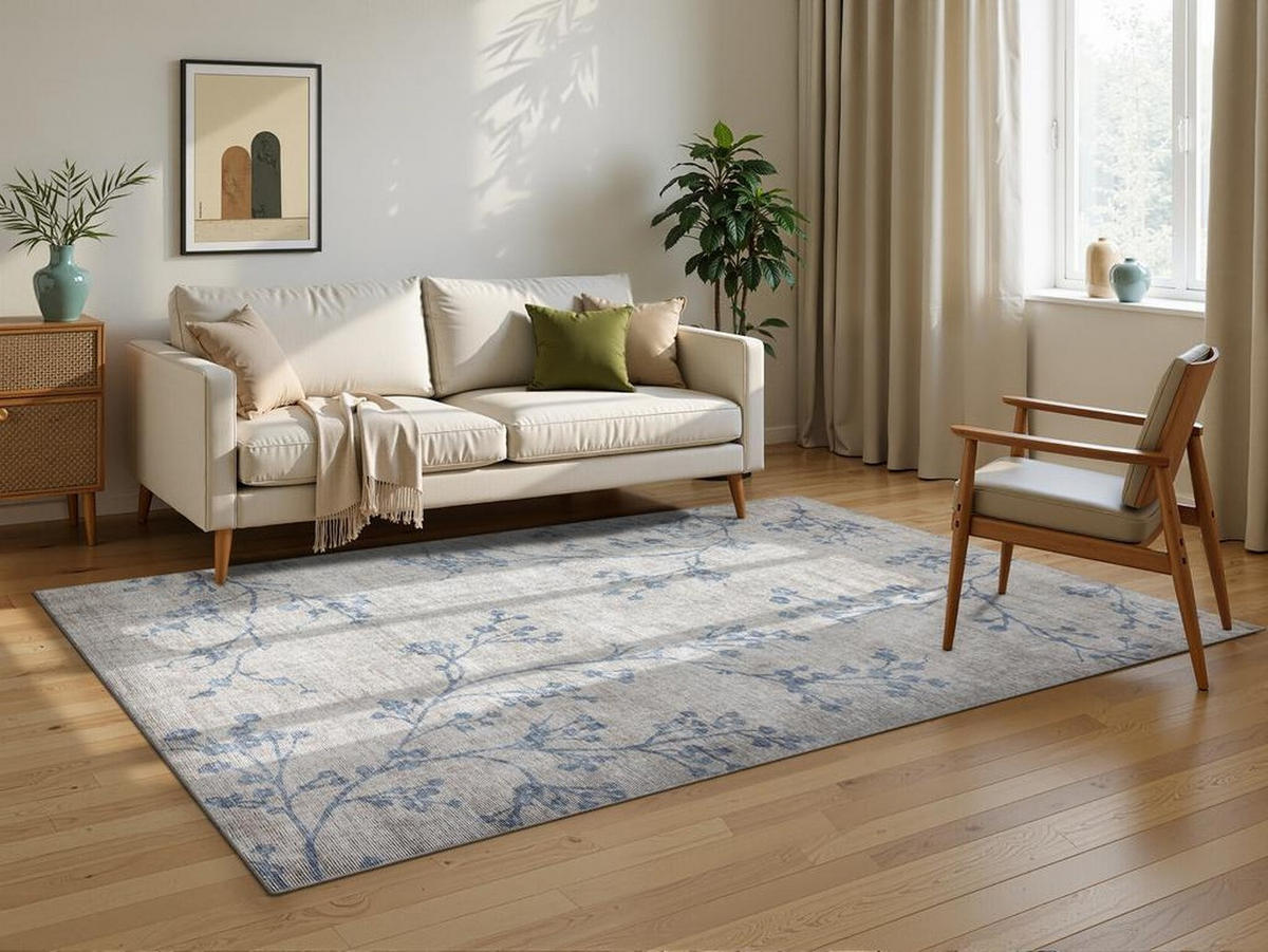CHENILLE-TEPPICH Script Beige/Blau 200x290 cm - Multicolor, Textil (200/290cm) - Vercai Rugs