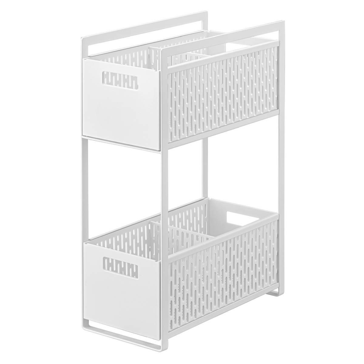 SCHRANK-AUFBEWAHRUNGSKORB Set Tower weiß 32/46/16 cm - Weiß, Kunststoff (32/46/16cm) - Yamazaki
