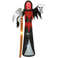 HALLOWEEN-DEKORATION 3,7 m riesiger Sensenmann mit LED-Beleuchtung für Outdoor - Schwarz, Textil (115/370/205cm) - Outsunny
