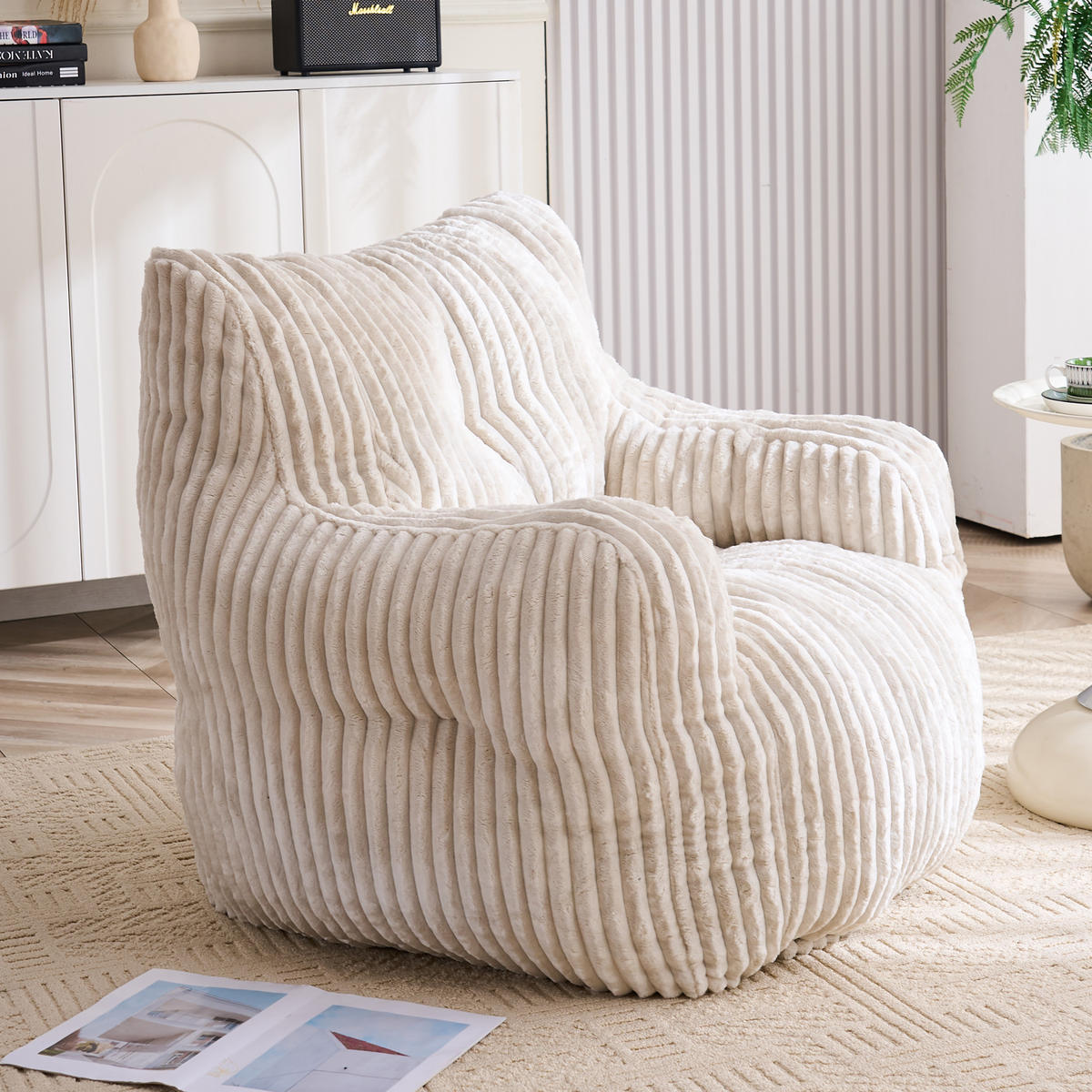 SITZSACK Cord Beige - Beige, Textil (100/70/94cm) - WISHDOR