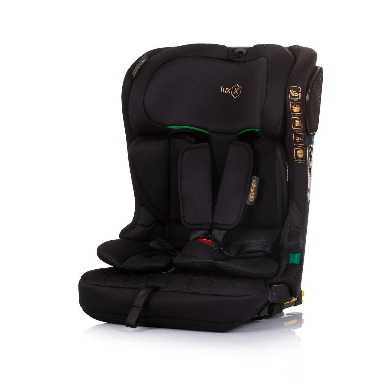 KINDERSITZ i-Size LUX X (76-150cm) schwarz Gruppe 1/2/3, Isofix, Top Tether - Schwarz, Kunststoff (42/60/42cm) - Chipolino