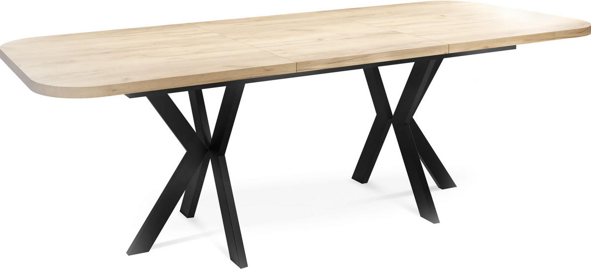 ESSTISCH Olivia ausziehbar rechteckig, Craft Eiche 200-280/100/76 - Eiche Wotan/Schwarz, Holzwerkstoff/Metall (200/100/76cm) - WFL GROUP