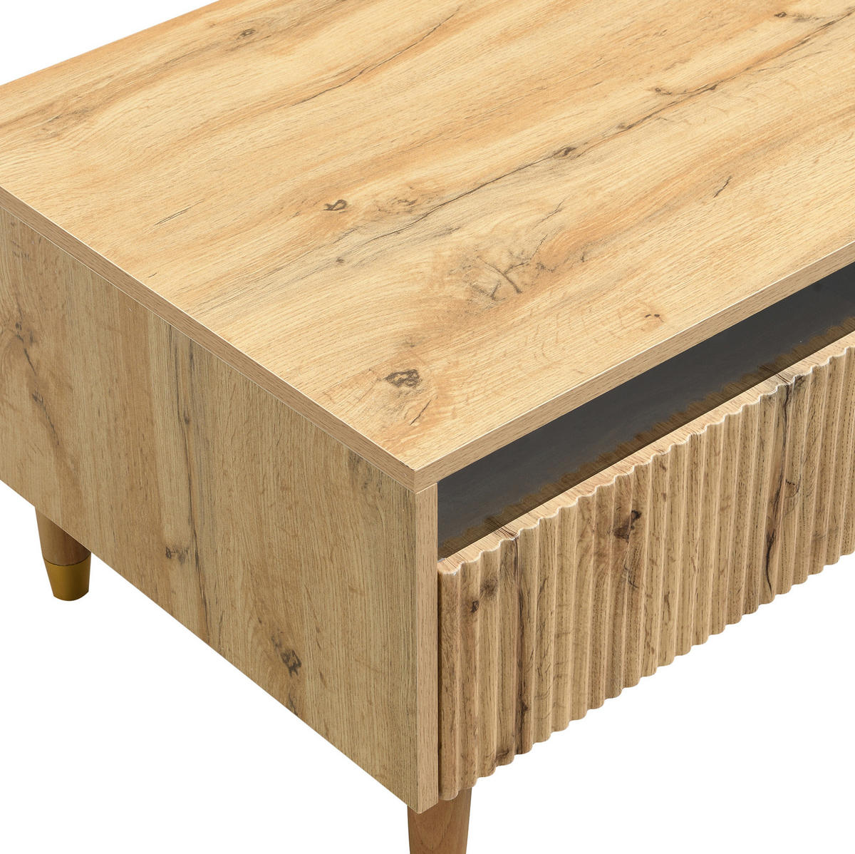 COUCHTISCH aus MDF 110x50x40 cm in Naturfarben mit LED-Beleuchtung - Naturfarben, Holzwerkstoff (110/50/40cm) - Modfu
