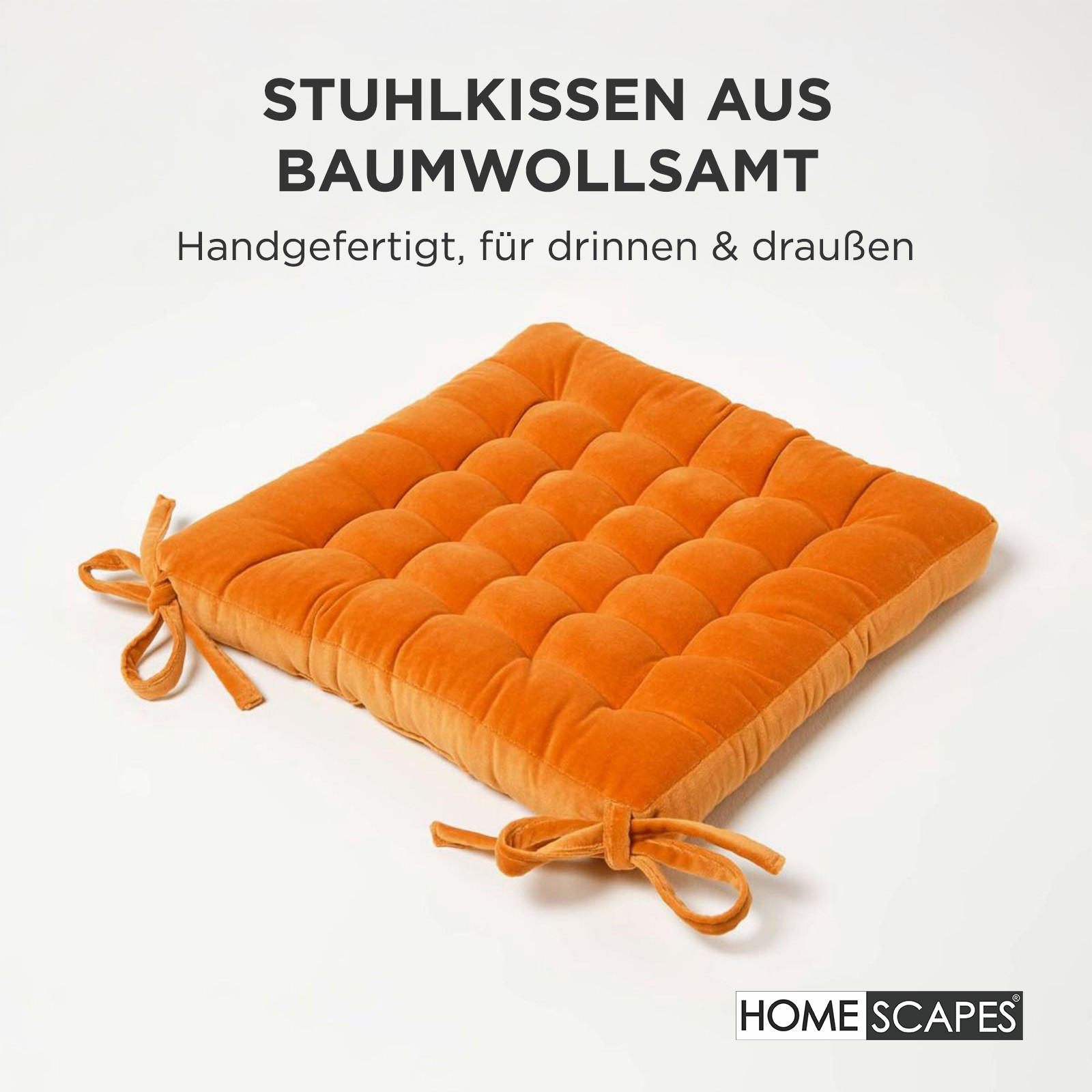 STUHLKISSEN Samt 4er-Set orange 40/40/5 cm - Orange, Textil (40/40/5cm) - Homescapes