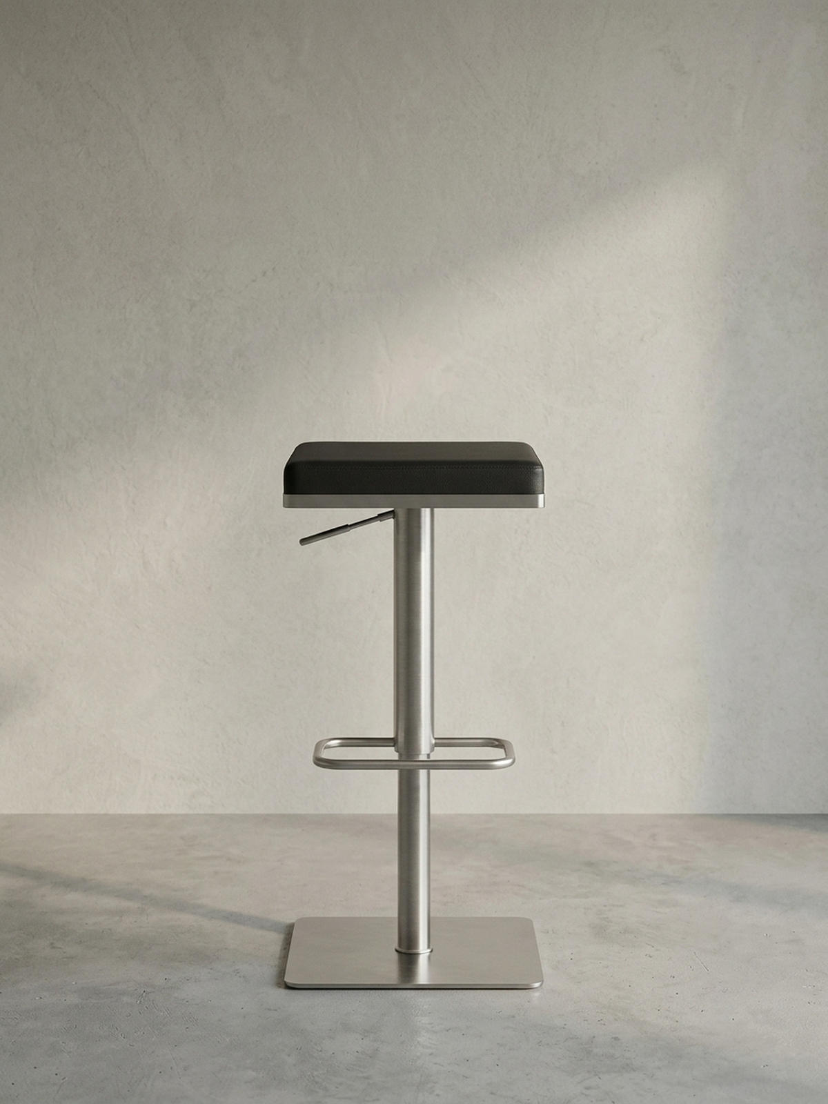 BARHOCKER – Schwarz, Kunstleder, Edelstahl, höhenverstellbar, drehbar, gepolstert, Modern - Silberfarben/Schwarz, Kunststoff/Textil (37/82/37cm) - KADIMA DESIGN
