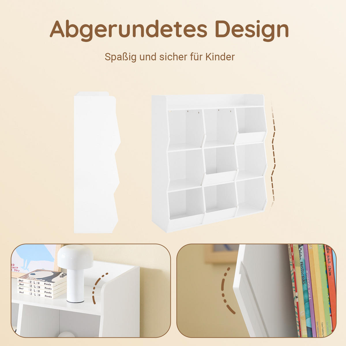 KINDERREGAL mit 9 offenen Fächern, 95x105x34cm, Weiß - Weiß, Holzwerkstoff (95/105/34cm) - SoBuy