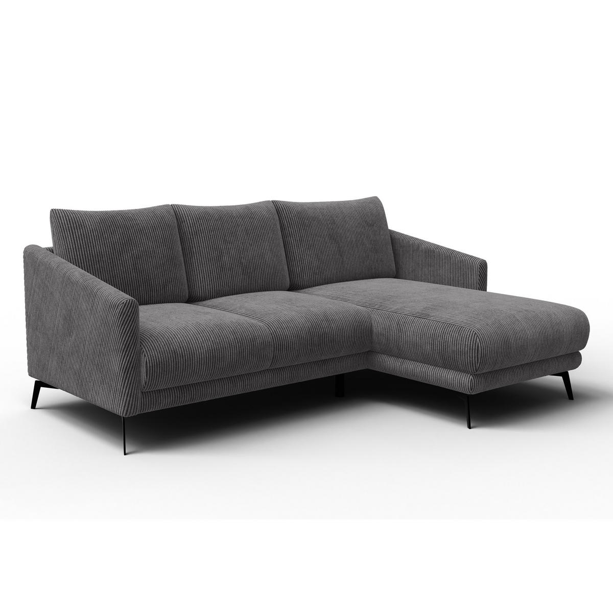 ECKSOFA VILT 3-Sitzer, dunkelgrau - Dunkelgrau/Schwarz, Holzwerkstoff/Textil (221/156cm) - Courtois Laville