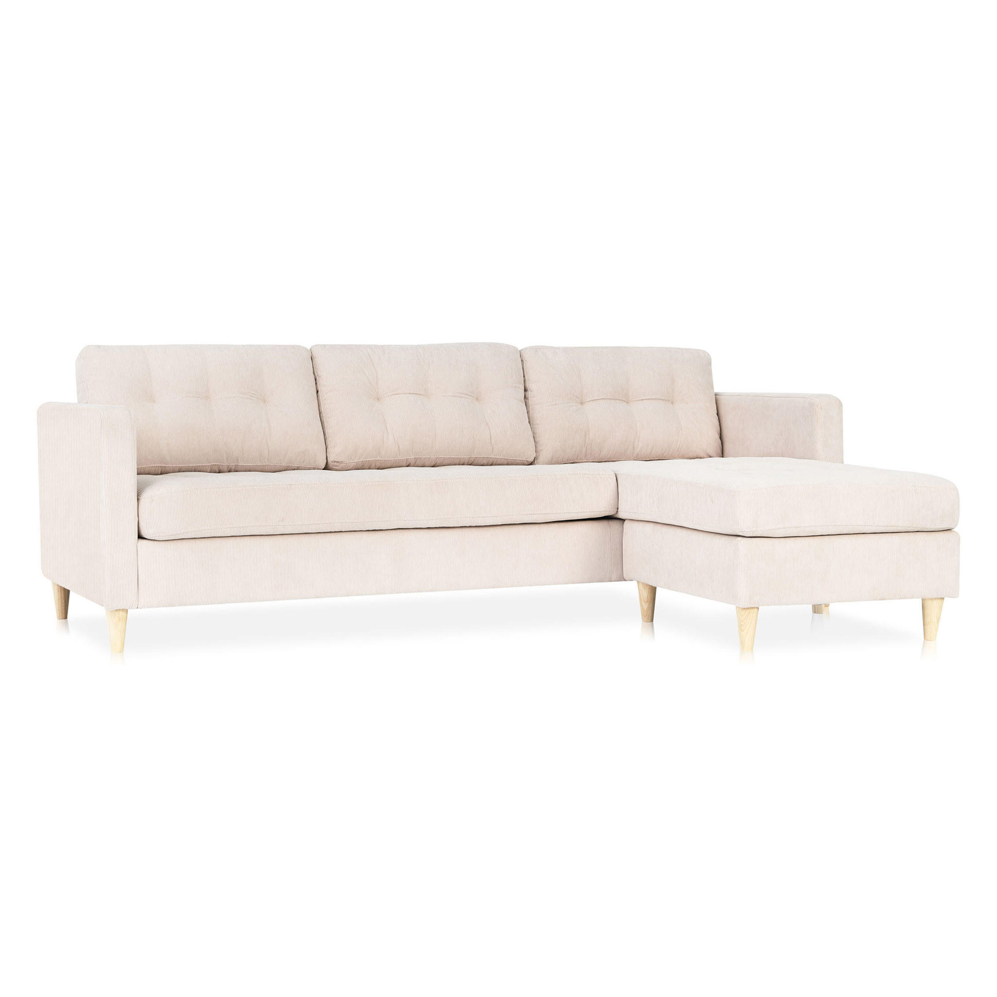 ECKSOFA Samt Sand - Beige, Textil (219/151cm) - ebuy24