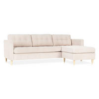 ECKSOFA Samt Sand - Beige, Textil (219/151cm) - ebuy24