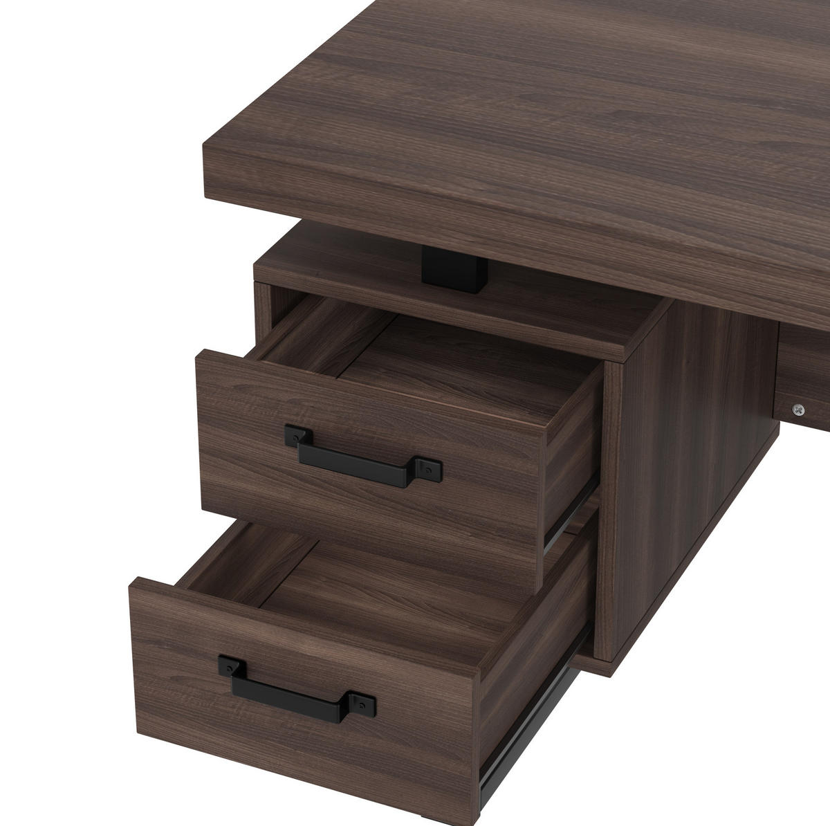 SCHREIBTISCH 135/54 cm mit 2 Schubladen und Ordnerfach in Braun - Dunkelbraun, Holzwerkstoff (135/54/76cm) - BEAOK