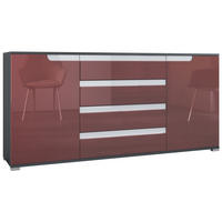 SIDEBOARD Sylt Bordeaux Hochglanz / Weiß Hochglanz - Bordeaux, Holzwerkstoff (166.5/75.5/35cm) - Vladon