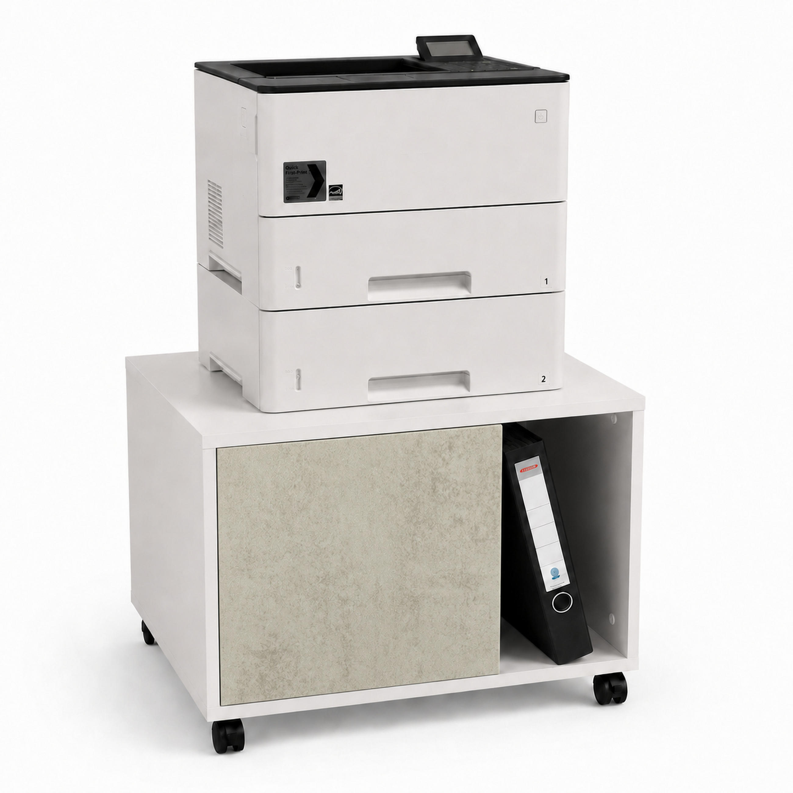 DRUCKERSCHRANK Amira Beton Oxid 43/57/52 cm - Hellgrau, Holzwerkstoff (57.5/43.5/52cm) - SIMPLYFURN
