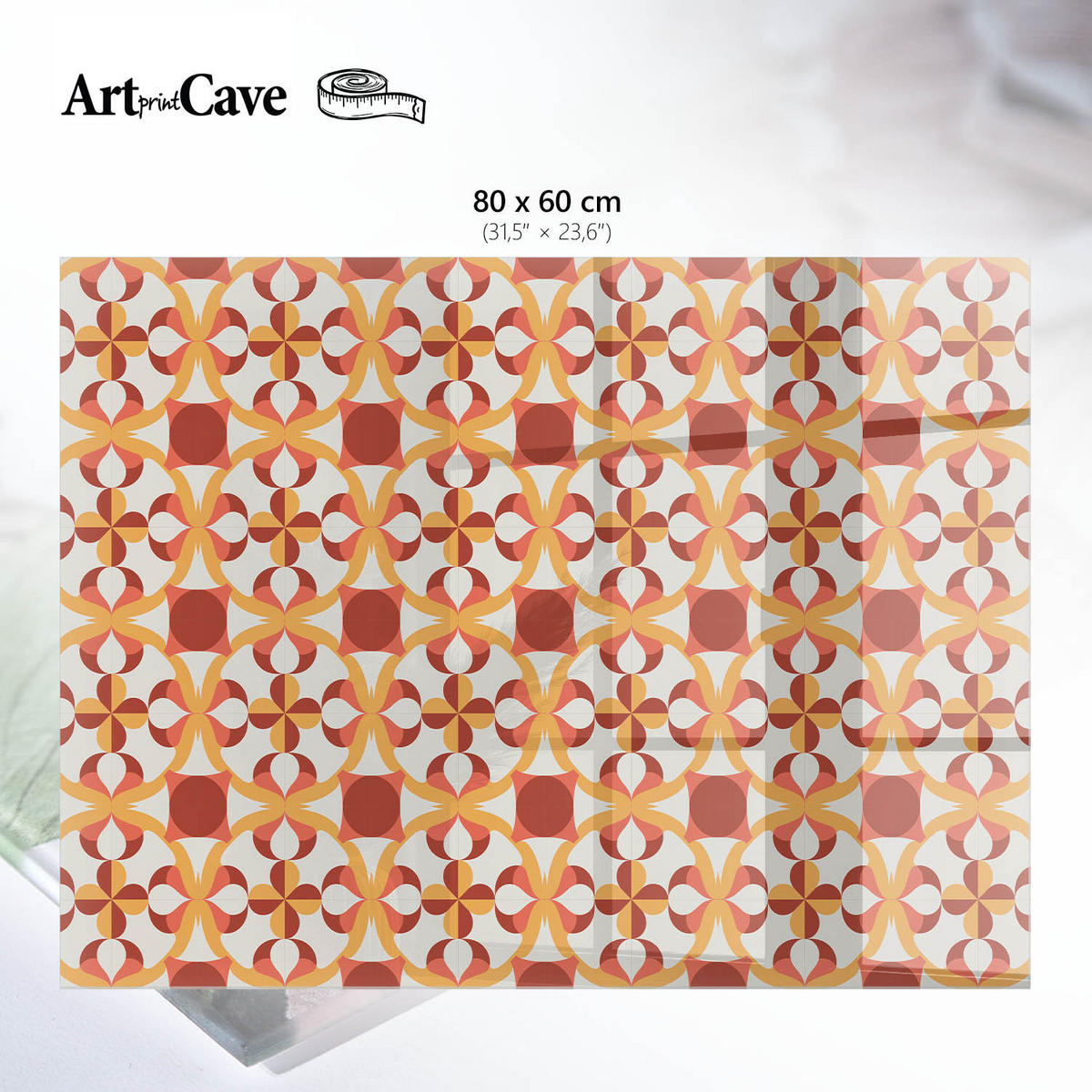 GLASPLATTE 80x60 cm – Geometrische Muster - Beige, Glas (0.4/80/60cm) - ArtPrintCave