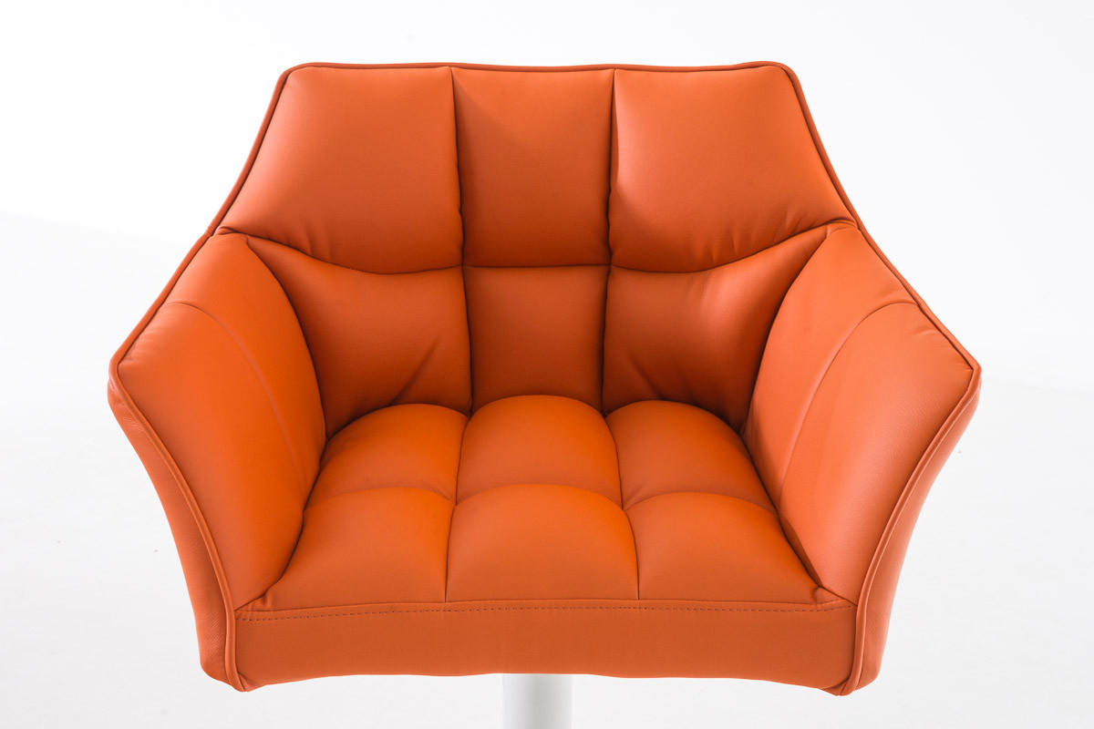 BARHOCKER Sihar Kunstleder Orange Weiß - Orange, Leder/Metall (64/88/45cm) - DELUKE