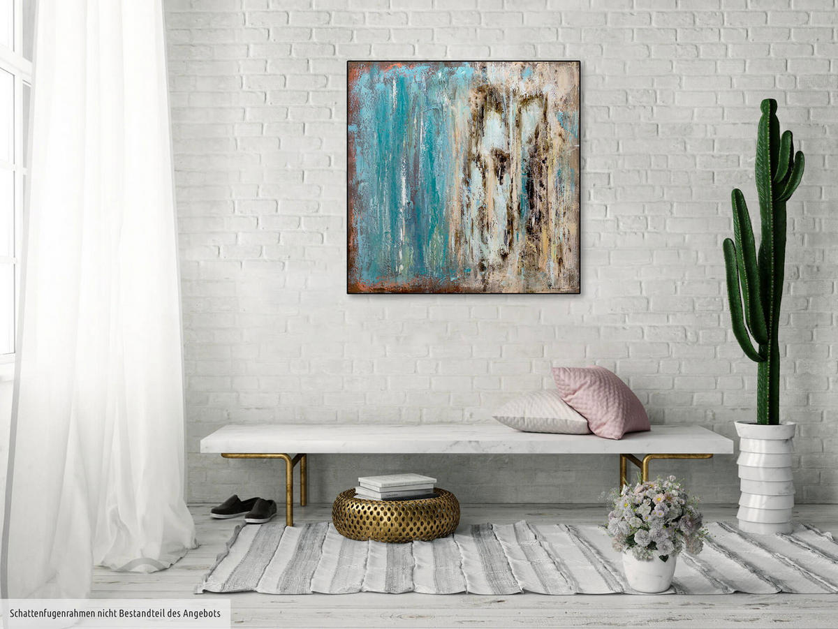 ÖLGEMÄLDE 80/80 cm - Blau/Braun, Holz/Textil (1.54/80cm) - KUNSTLOFT