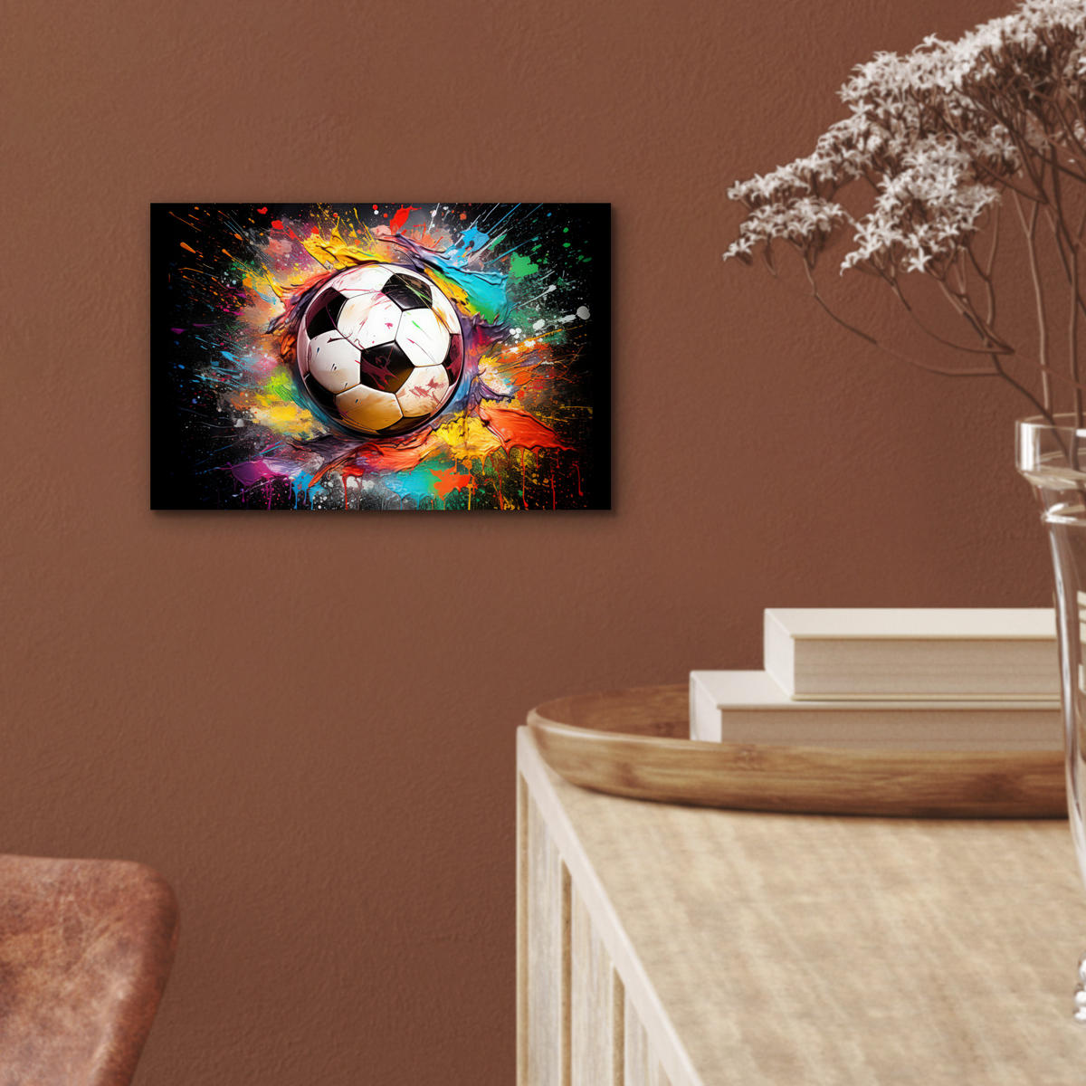 KOVOVÝ OBRAZ Futbal - Farba - Farby - Čierna - Biela 30x20 cm - biela, kov (30/20cm) - MuchoWow