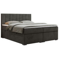 BOXBETT LOPE 140/200 - Dunkelgrau Velvet - H3 - Dunkelgrau, Holz/Textil (140/200cm)