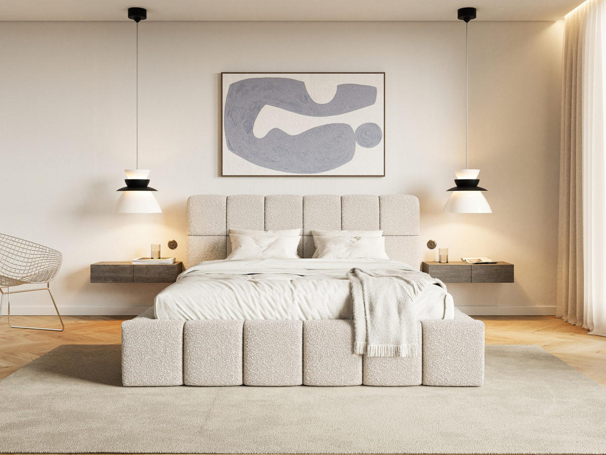 POLSTERBETT Lund 200x200 cm, Beige - Beige, Textil (200/200cm) - Fedve