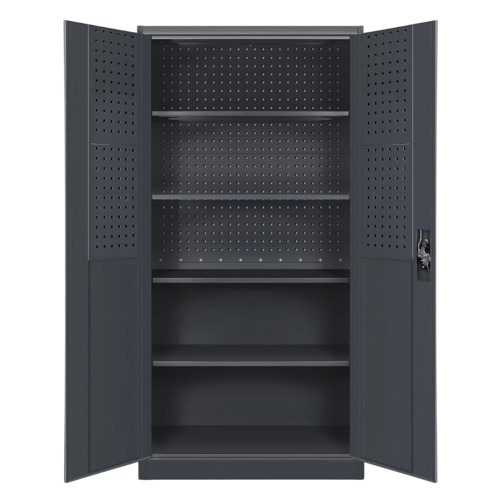 WERKZEUGSCHRANK mit Lochwand BRUNO Werkzeugwand 185x92x50cm Anthrazit - Anthrazit, Metall (92/185/50cm) - Jan Nowak