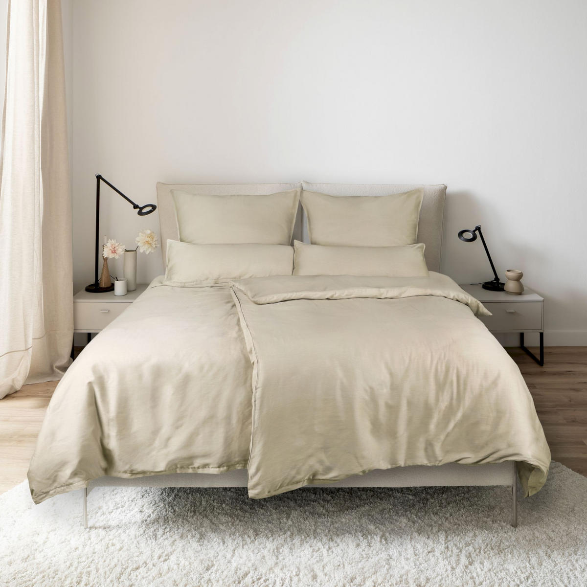SATIN BETTWÄSCHE PLAIN - Beige, Textil (140/200cm) - Schöner Wohnen